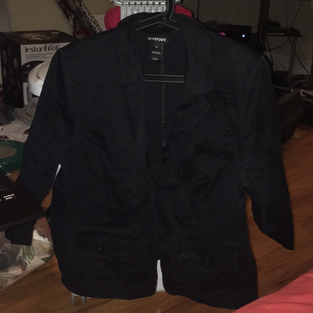 Lane Bryant Black Poplin Blazer sz 22